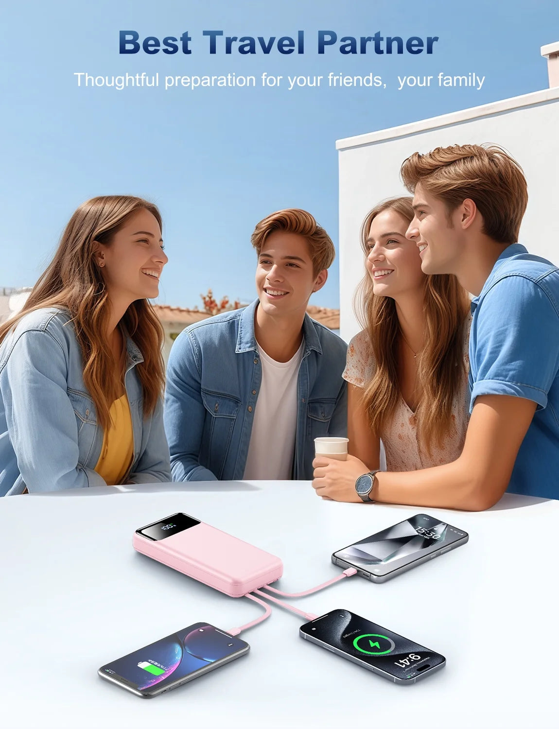 Portable Charger Power Bank 50000Mah Battery Pack, 22.5W Fast Charging Powerbank with Built in Cables,Travel Essential USB-C Portable Phone Charger, Compatible for Iphone Samsung Pixel Android Ipad