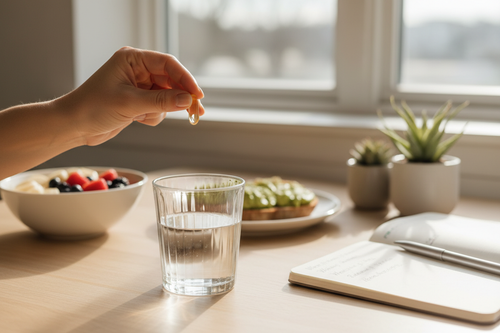 a person taking vitamins