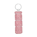 Pill Container Keychain Mini Metal Pill Case Waterproof Small Pill Holder Keychain Portable Pill Box Fob for Purse Travel Pill Bottle Organizer (Pink)